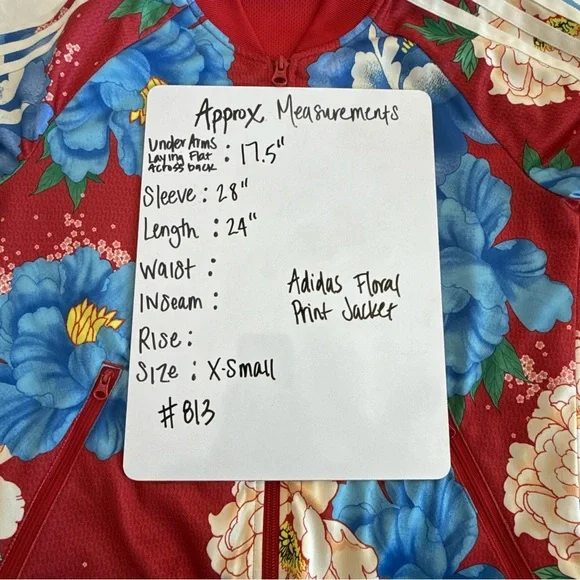 Adidas Red and Blue Floral Print Jacket Size XS - Picture 15 of 15